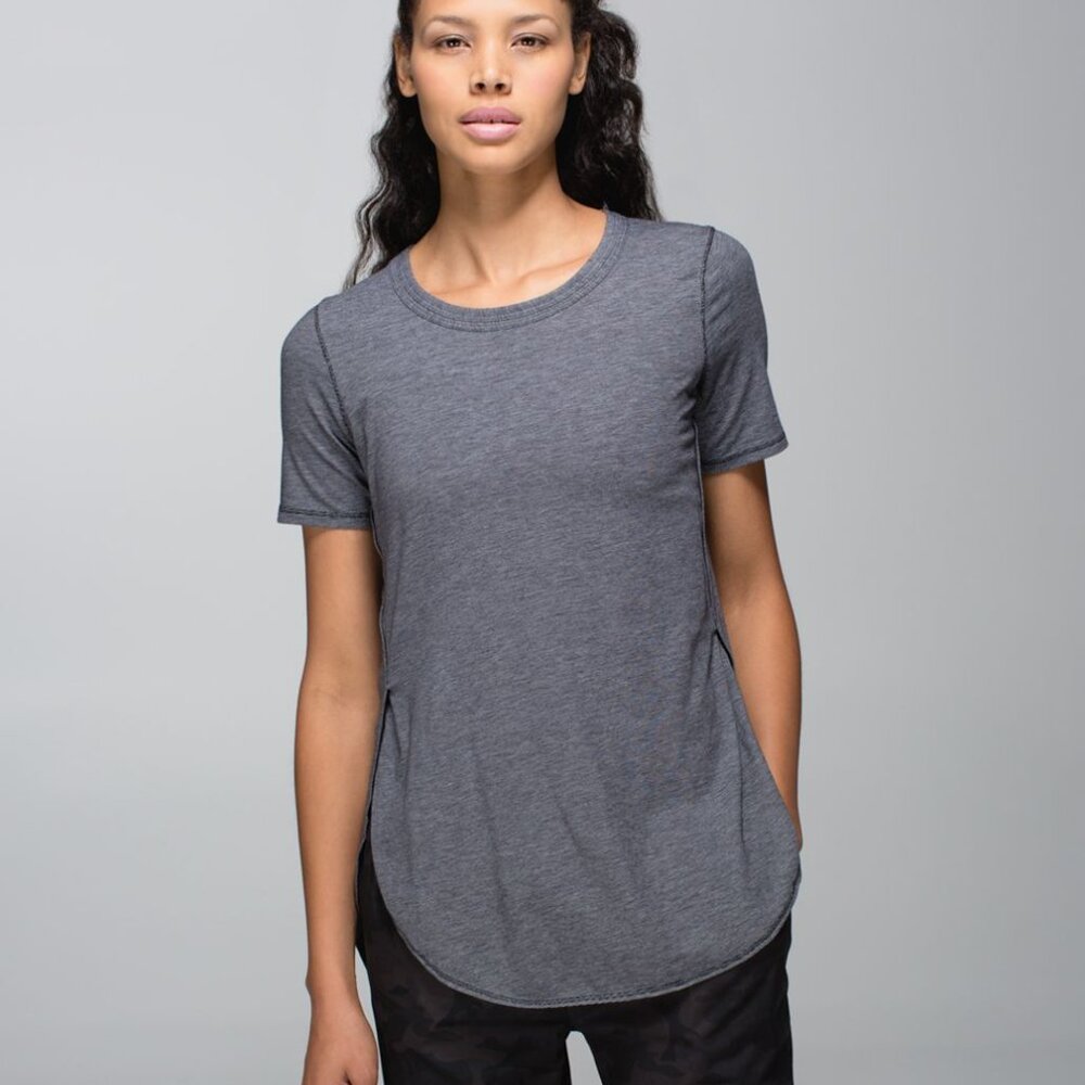 Lululemon Om Tee Micro Stripe Black White